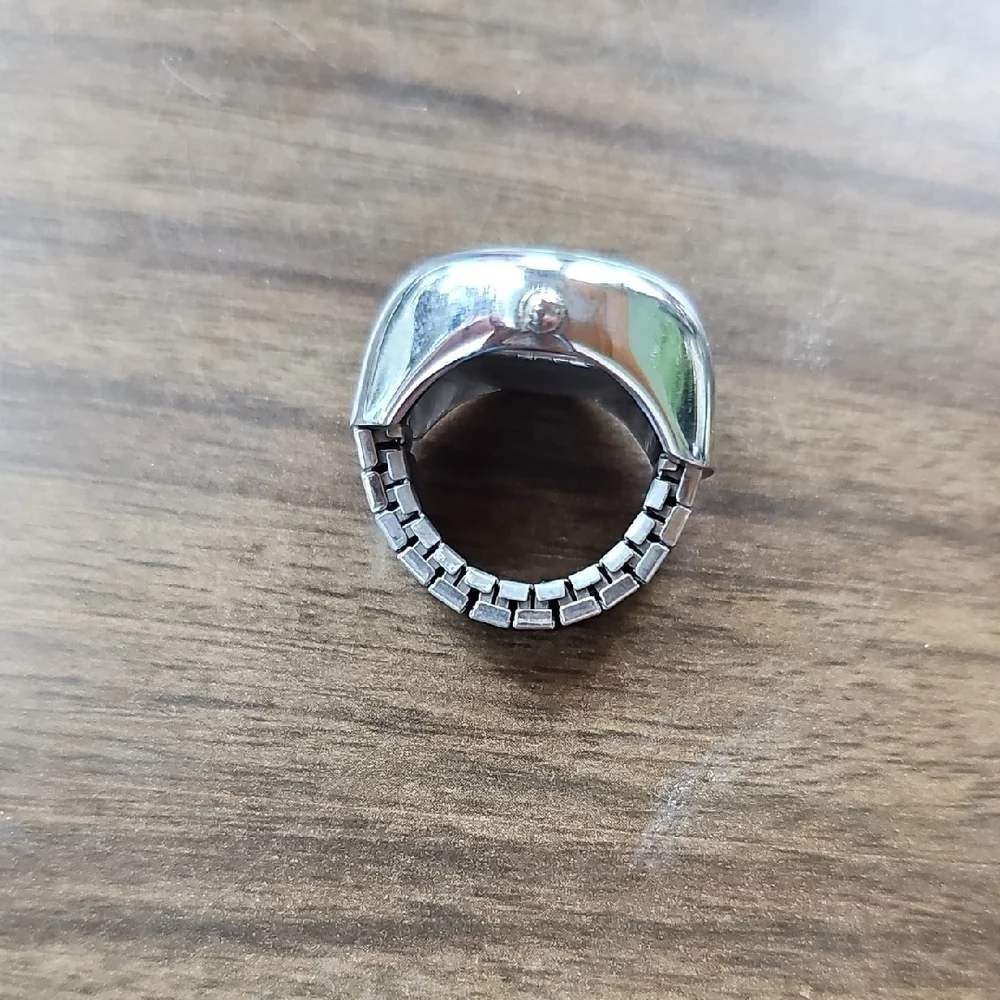 Vintage Watch Ring Collezio Stretch Silver Quartz Women Men GREAT SHAPE